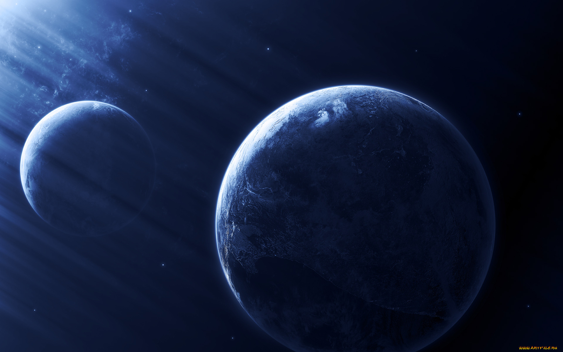 , , light, effect, blue, dark, sci, fi, planets